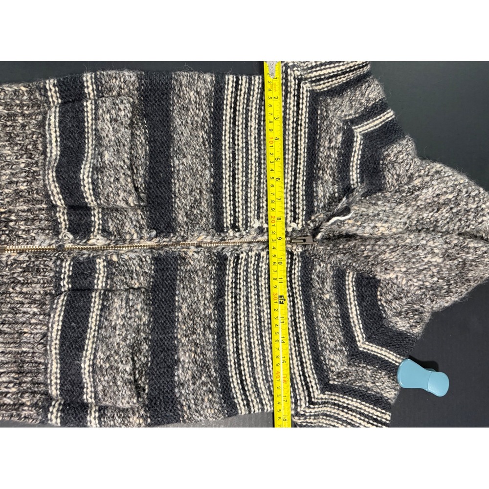 Wilfred Free Aritzia Shawl Collar Zip Cardigan Sweater Grey Striped Alpaca Wool - Picture 10 of 11